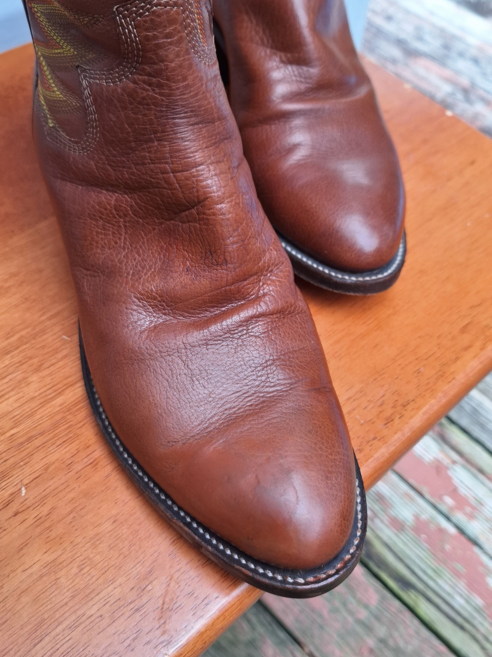 Men's Paul BOND Custom Brown Western Leather Cowboy Boots, Size 9.5D Handmade - Picture 6 of 6